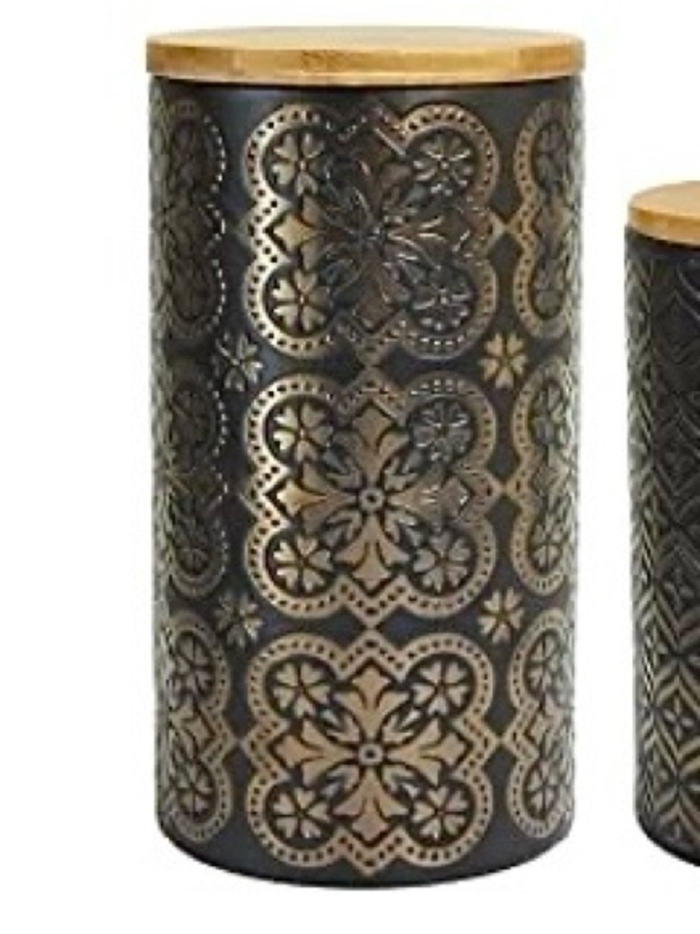 Stoneware Canister w/Sealed Bamboo Lid NWOT